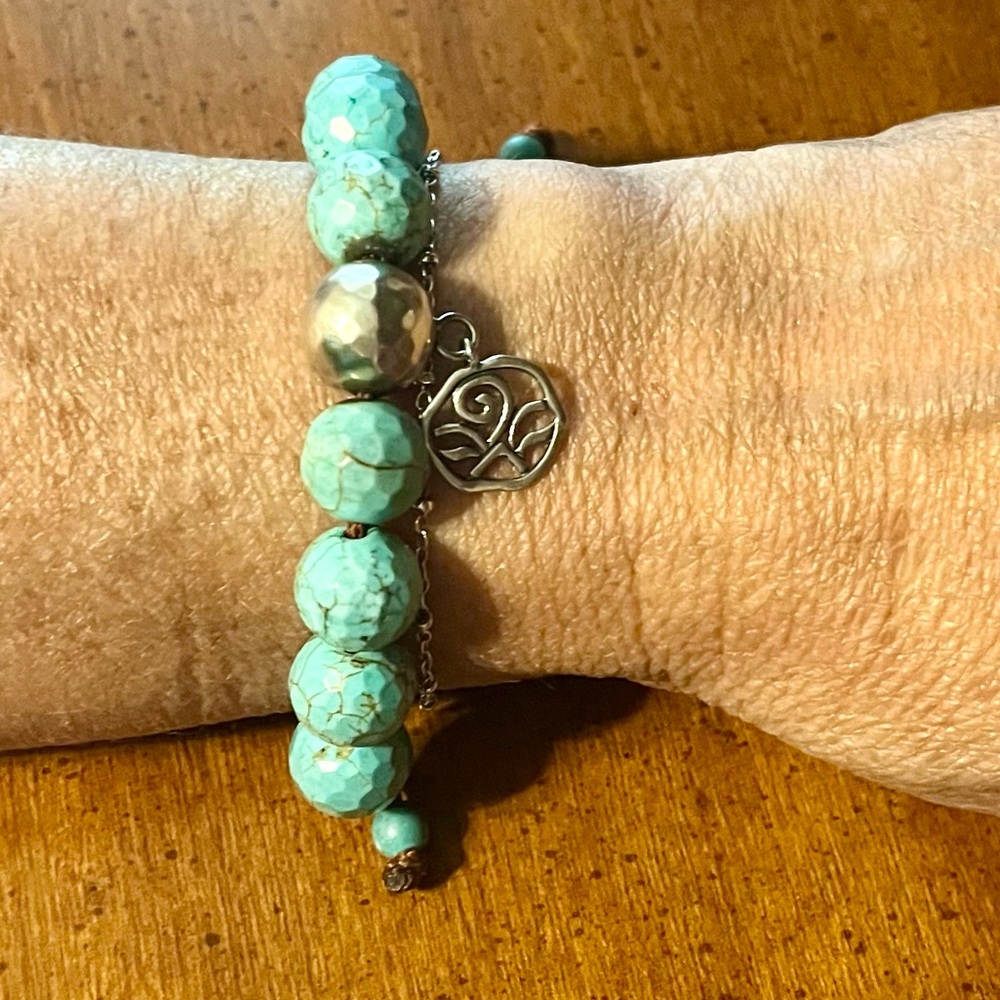 Silpada Turquoise and Silver Bead Rope Bracelet
